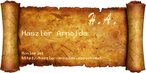 Haszler Arnolda névjegykártya